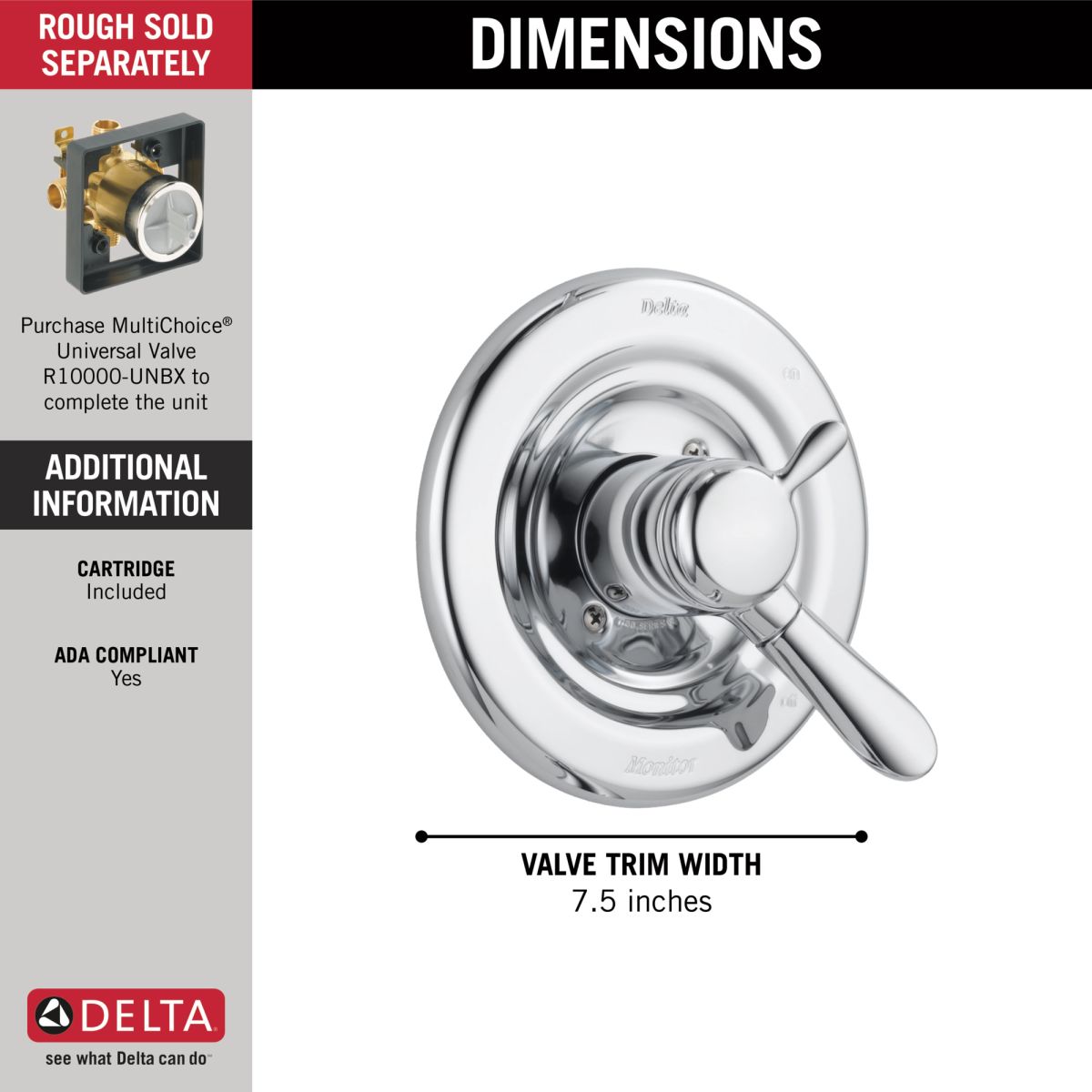 DELTA Lahara Monitor 17 Series Valve Only Trim — Chrome