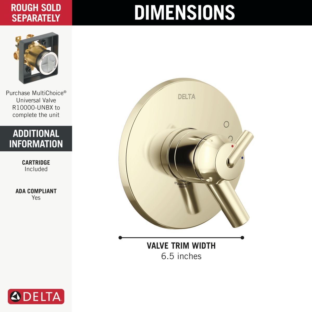 DELTA Trinsic Valve Only Trim — Polished Nickel