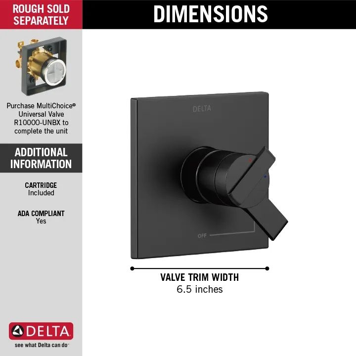 DELTA Ara Monitor 17 Series Valve Only Trim — Matte Black