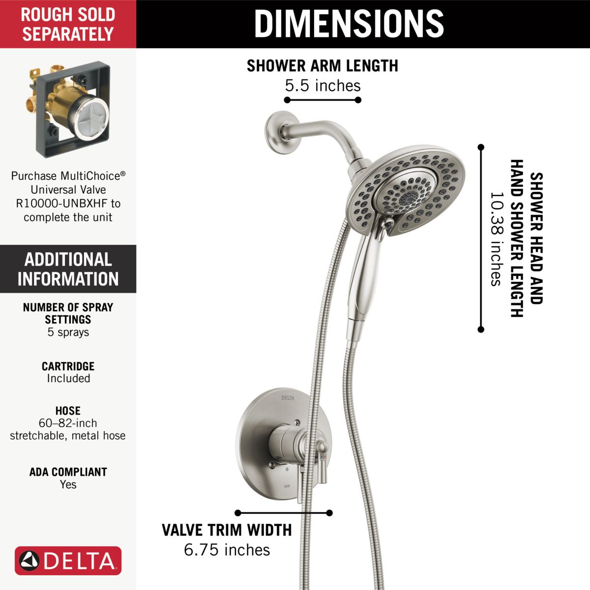 DELTA Saylor Monitor 17 Series Shower Trim with In2ition — Stainless