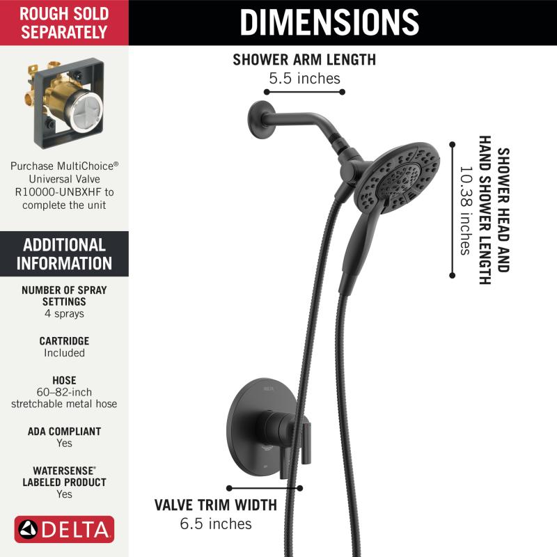 DELTA Altado Monitor 17 Series Shower Trim with In2ition — Matte Black
