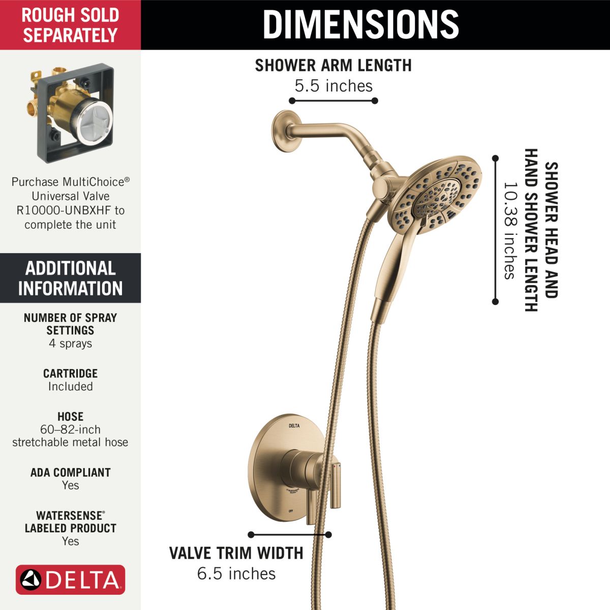 DELTA Altado Monitor 17 Series Shower Trim with In2ition — Champagne Bronze