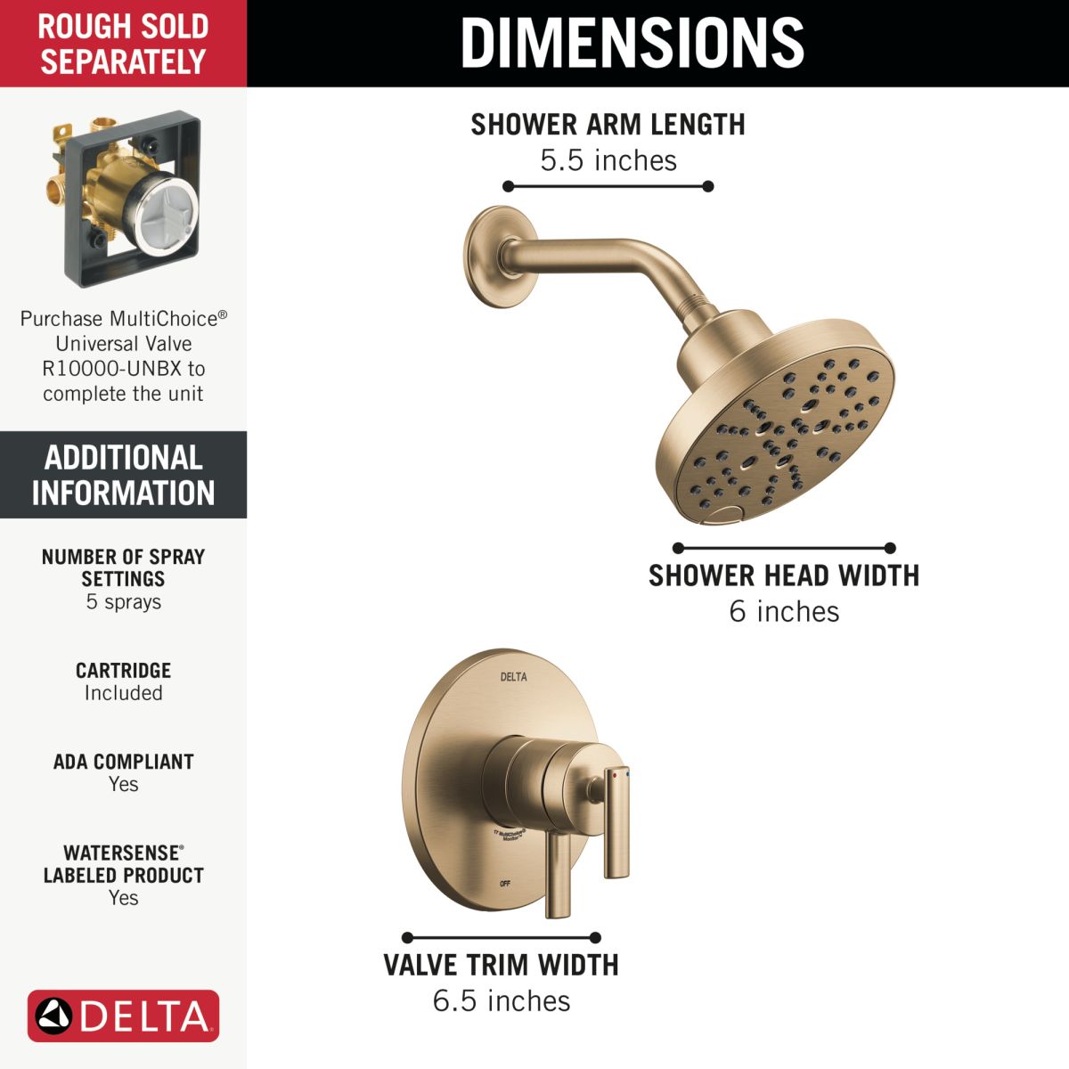 DELTA Altado Monitor 17 Series Shower Trim — Champagne Bronze