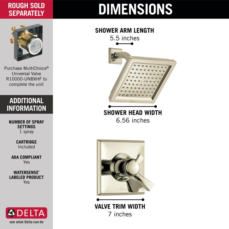 DELTA Dryden Monitor 17 Series Shower Trim — Polished Nickel