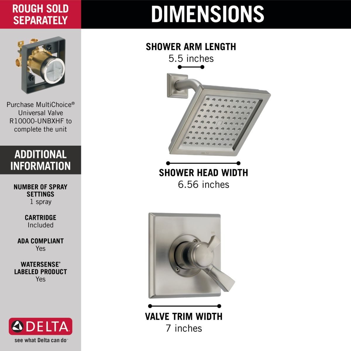 DELTA Dryden Monitor 17 Series Shower Trim — Stainless