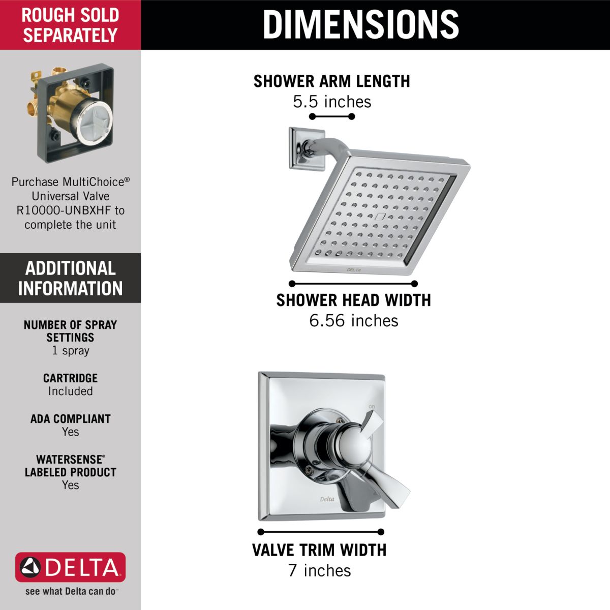 DELTA Dryden Monitor 17 Series Shower Trim — Chrome