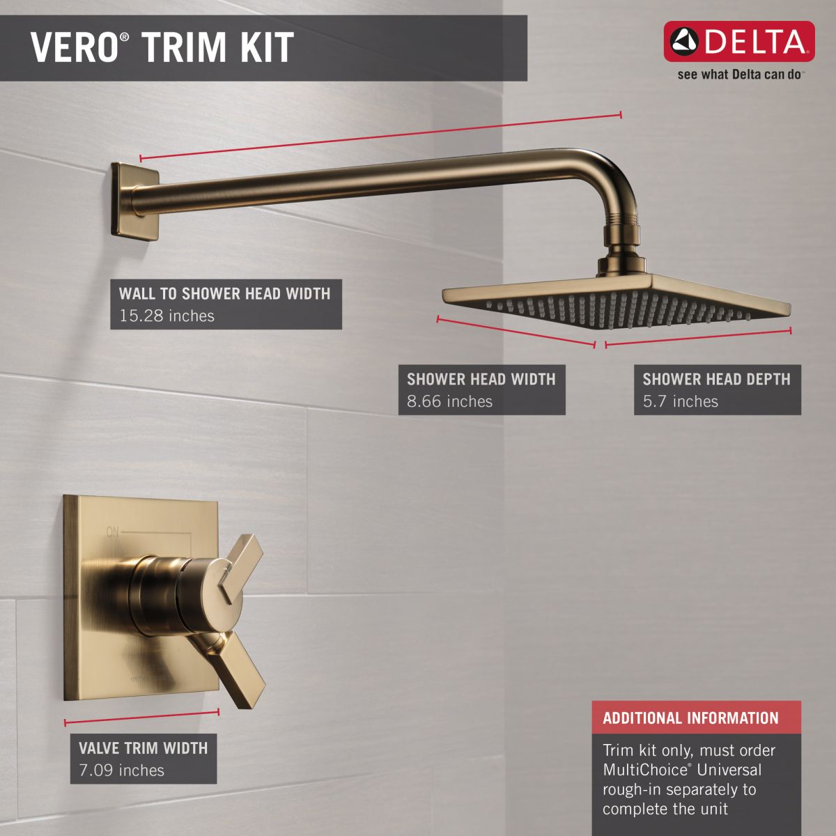 DELTA Vero Monitor 17 Series Shower Trim — Champagne Bronze