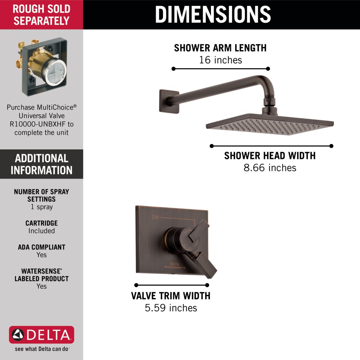 DELTA Vero Monitor 17 Series Shower Trim — Venetian Bronze