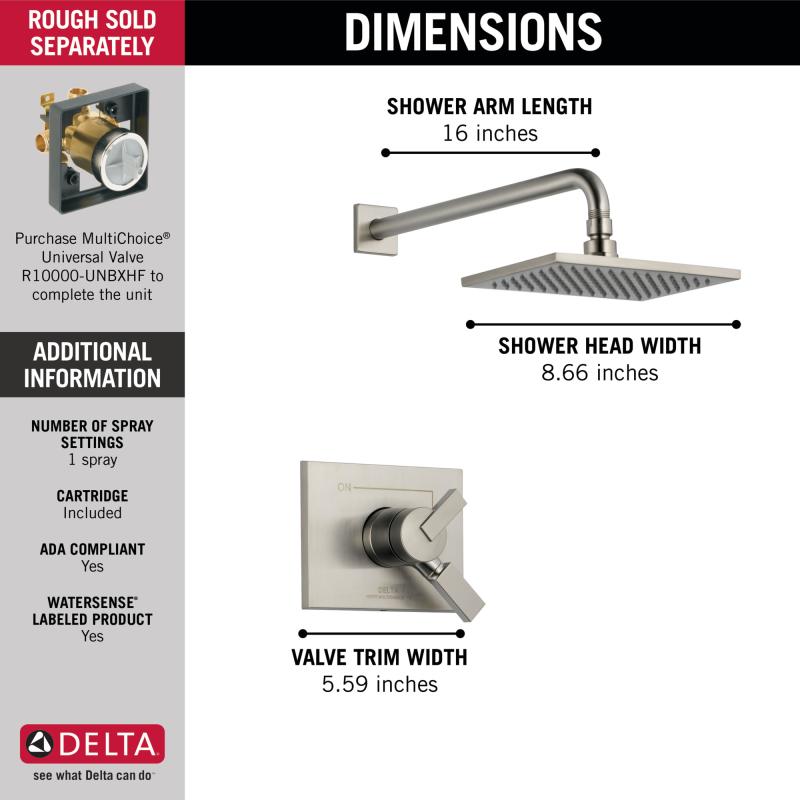 DELTA Vero Monitor 17 Series Shower Trim — Stainless