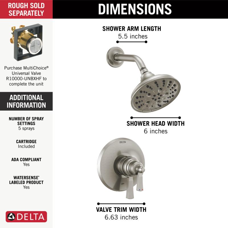 DELTA Dorval Monitor 17 Series Shower Trim — Stainless