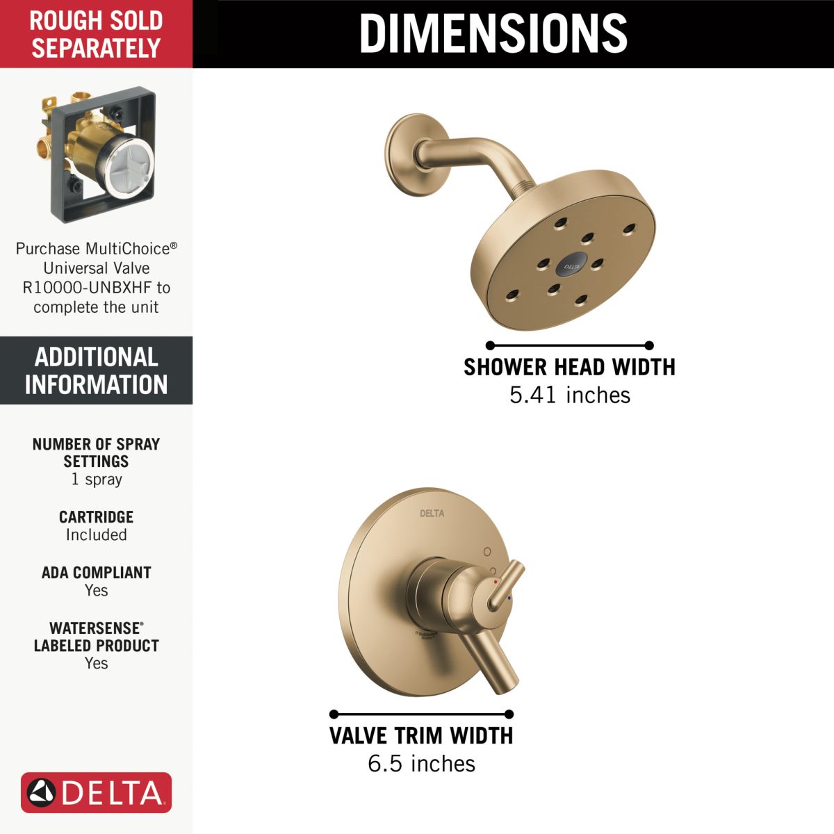 DELTA Trinsic Monitor 17 Series H2OKINETIC Shower Trim — Champagne Bronze