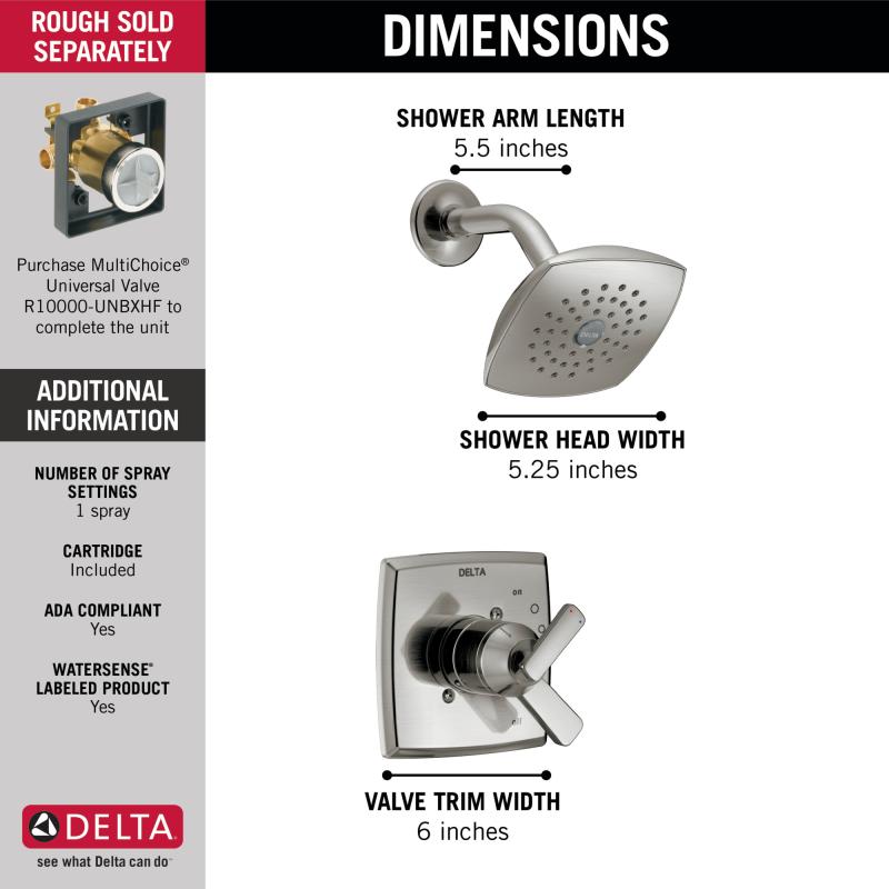 DELTA Ashlyn Monitor 17 Series Shower Trim — Stainless