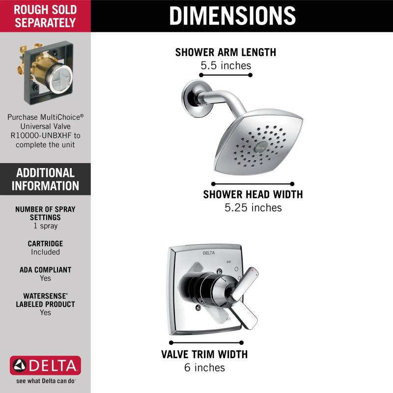 DELTA Ashlyn Monitor 17 Series Shower Trim — Chrome