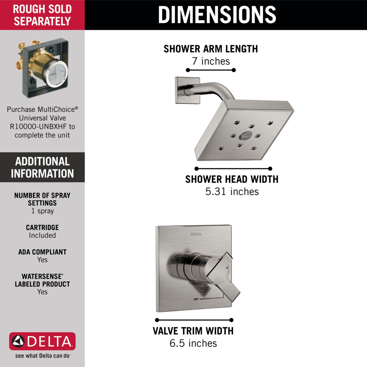 DELTA Ara Monitor 17 Series H2OKINETIC Shower Trim — Stainless