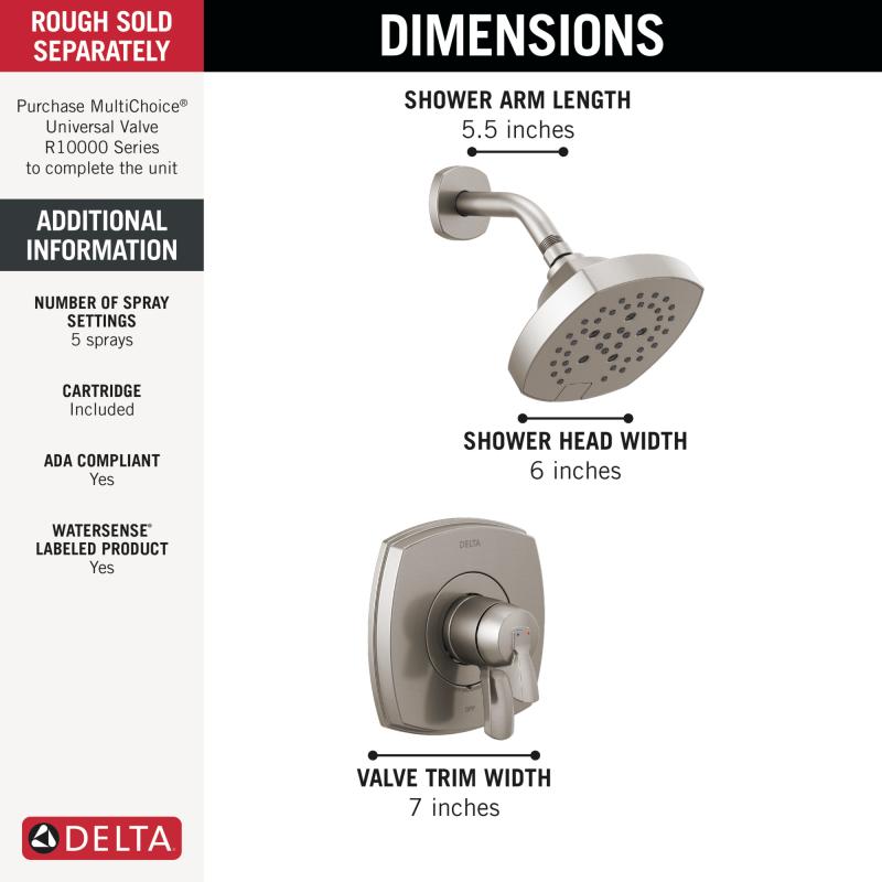 DELTA Stryke 17 Series Shower Only — Lumicoat® Stainless