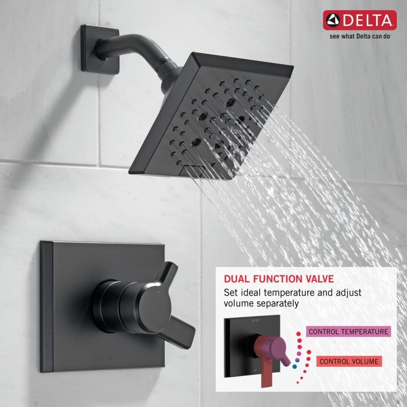 DELTA Pivotal Monitor 17 Series H2OKINETIC Shower Trim — Matte Black