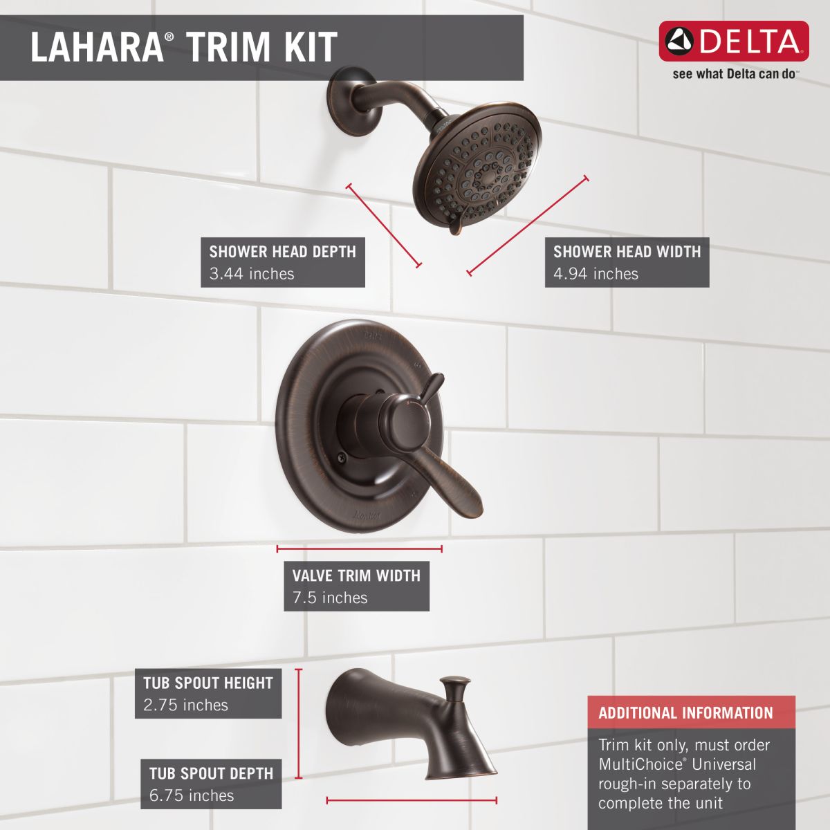DELTA Lahara Monitor 17 Series Tub & Shower Trim — Venetian Bronze