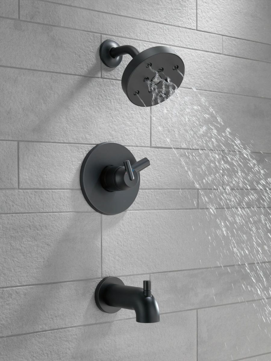 DELTA Trinsic Monitor 17 Series H2OKINETIC Tub & Shower Trim — Matte Black