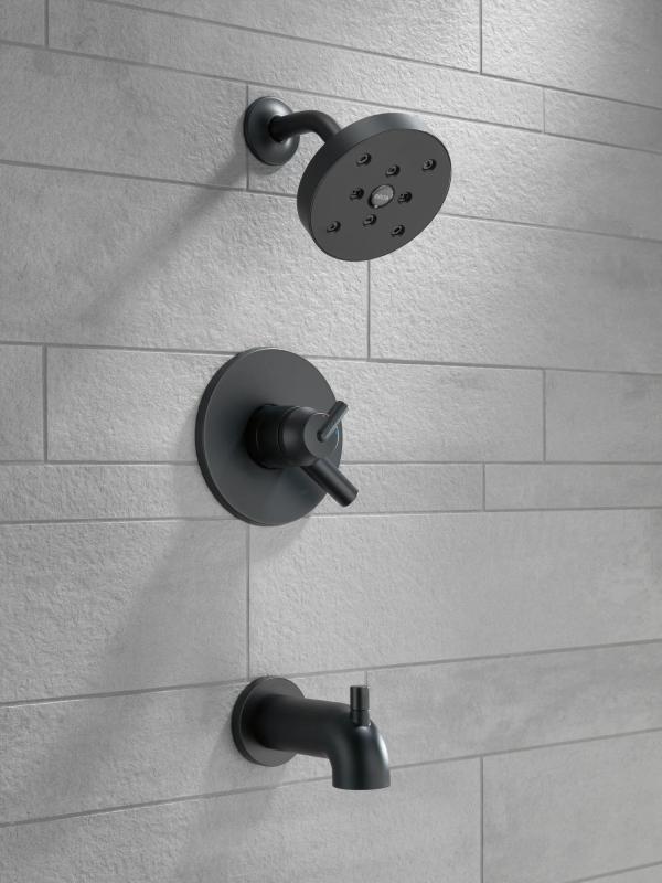 DELTA Trinsic Monitor 17 Series H2OKINETIC Tub & Shower Trim — Matte Black