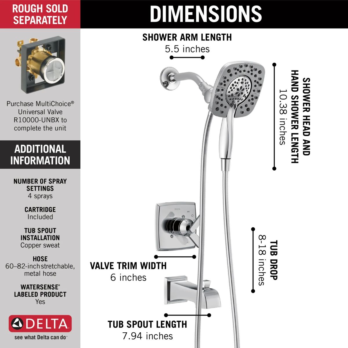 DELTA Ashlyn Monitor 17 Series Shower Trim with In2ition — Chrome