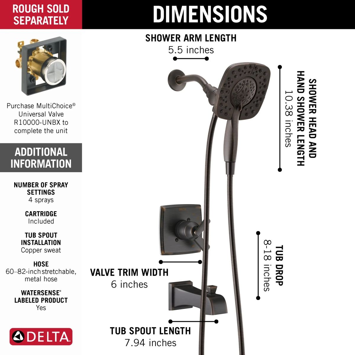 DELTA Ashlyn Monitor 17 Series Shower Trim with In2ition — Venetian Bronze
