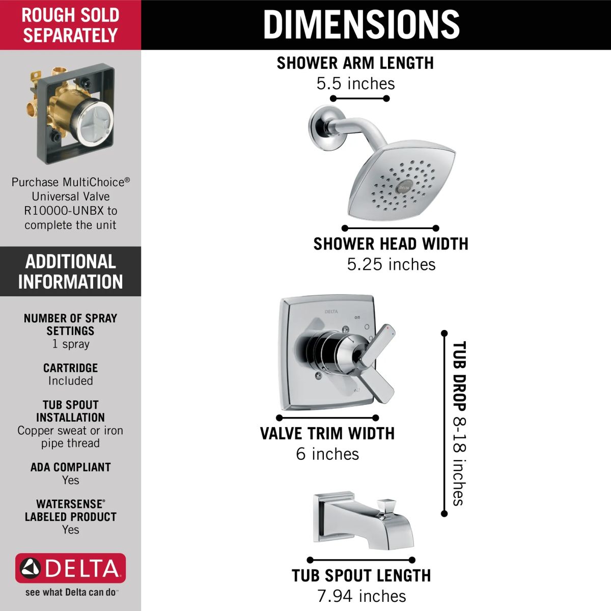 DELTA Ashlyn Monitor 17 Series Tub & Shower Trim — Chrome
