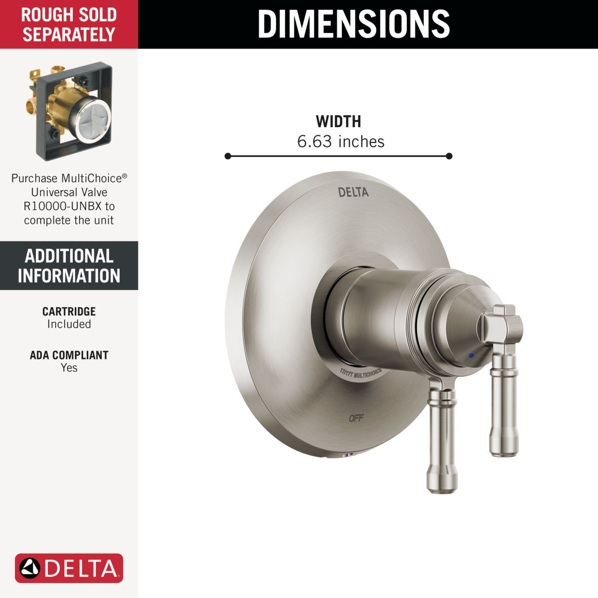 DELTA Broderick 17T Series Valve Only Trim — Lumicoat® Stainless