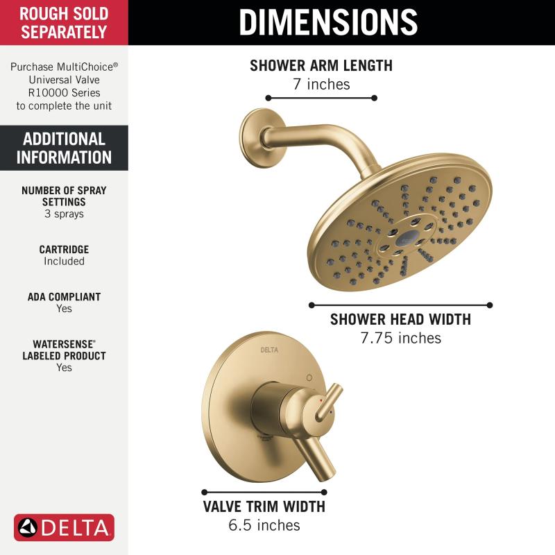 DELTA Trinsic TempAssure 17T Series H2OKINETIC Shower Trim — Champagne Bronze