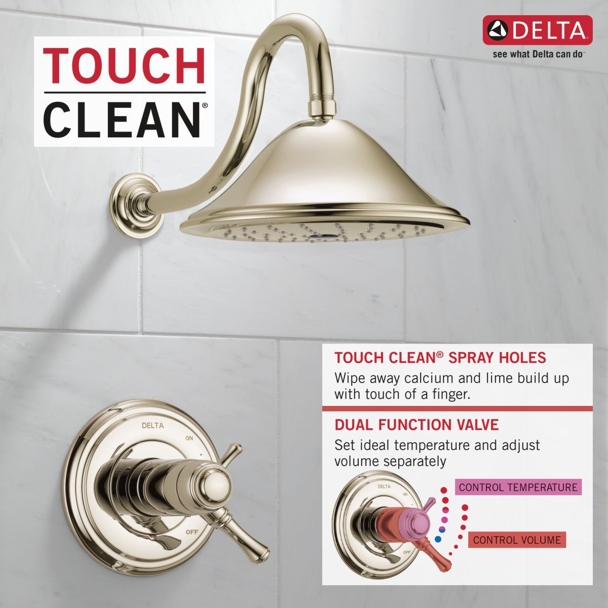 DELTA Cassidy TempAssure 17T Series Shower Trim — Polished Nickel