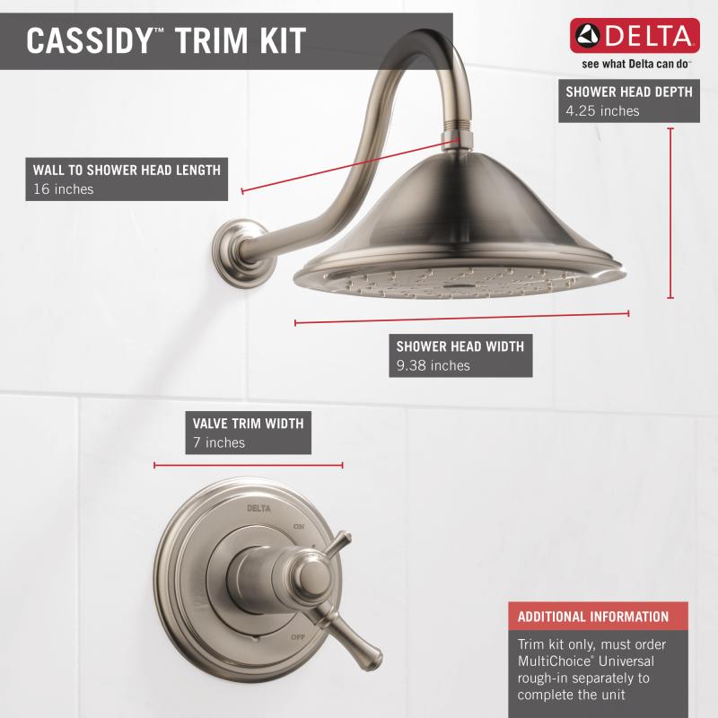 DELTA Cassidy TempAssure 17T Series Shower Trim — Stainless