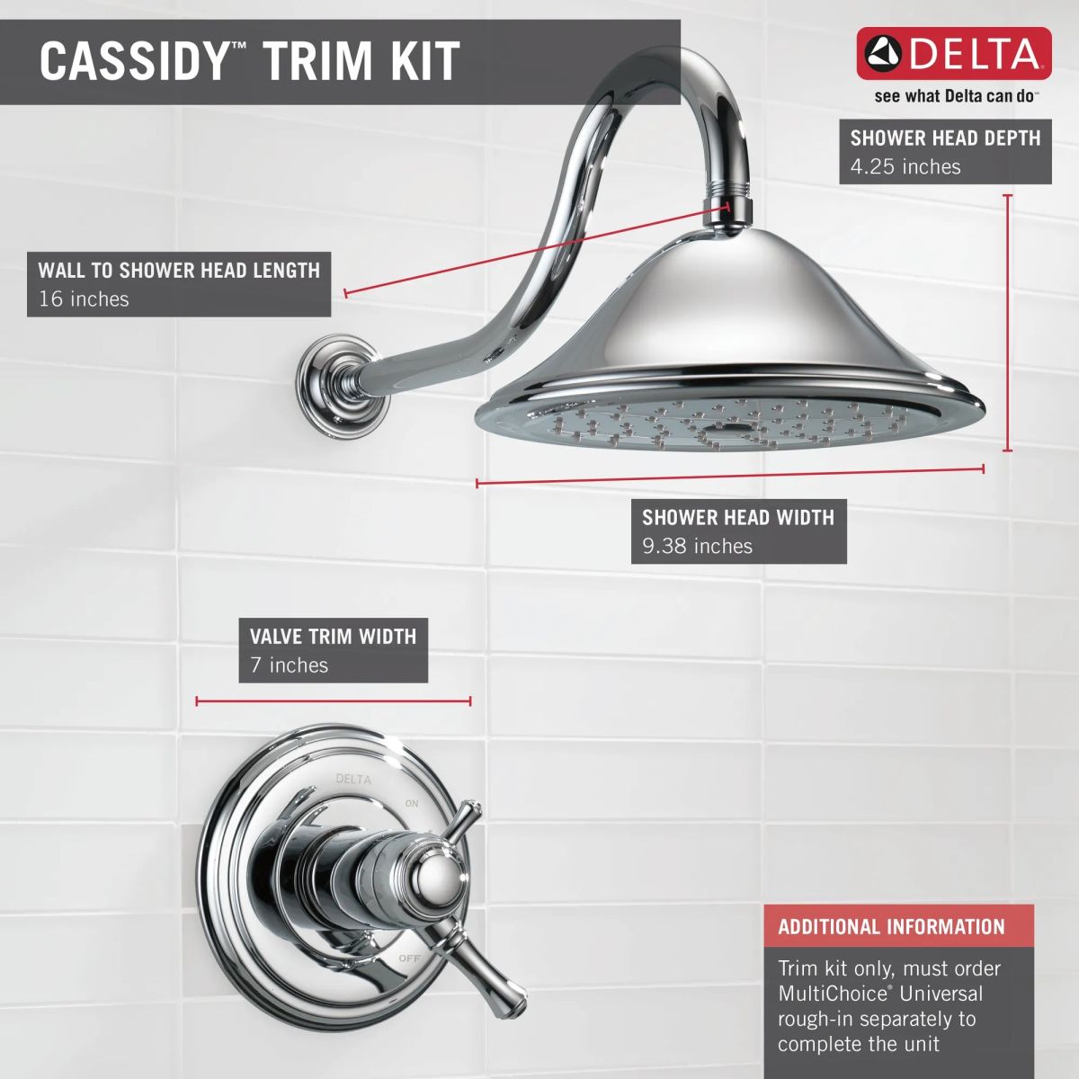 DELTA Cassidy TempAssure 17T Series Shower Trim — Chrome
