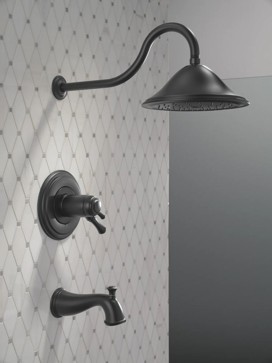 DELTA Cassidy 17 Series Thermostatic Tub Shower Trim — Matte Black