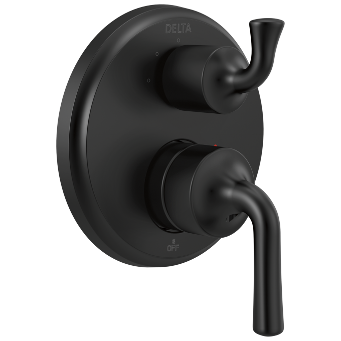 DELTA Kayra Two-Handle Monitor 14 Series Valve Trim with 3-Setting Integrated Diverter — Matte Black