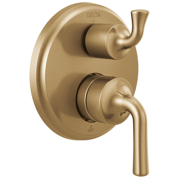 DELTA Kayra Two-Handle Monitor 14 Series Valve Trim with 3-Setting Integrated Diverter — Champagne Bronze