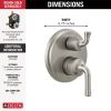 DELTA Kayra Two-Handle Monitor 14 Series Valve Trim with 3-Setting Integrated Diverter — Stainless