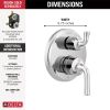 DELTA Kayra Two-Handle Monitor 14 Series Valve Trim with 3-Setting Integrated Diverter — Chrome