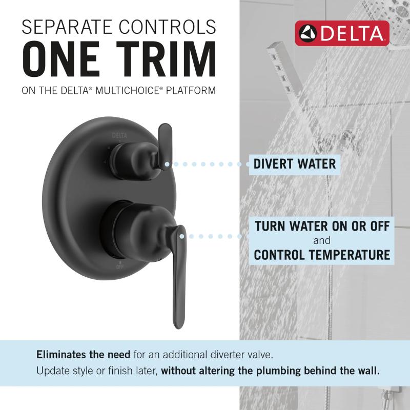 DELTA Bonacci 14 Series 3-Setting Integrated Diverter Trim — Matte Black
