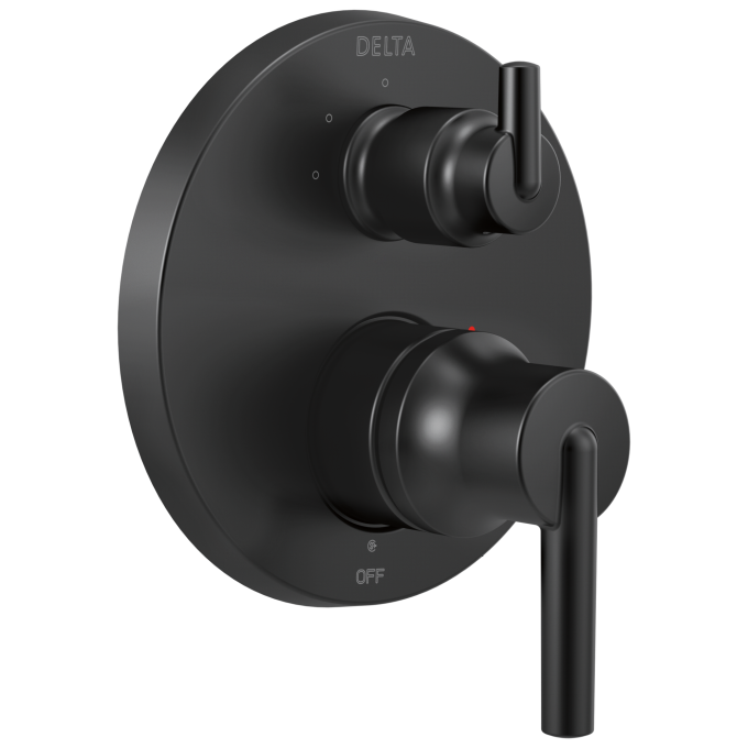 DELTA Trinsic Contemporary Monitor 14 Series Valve Trim with 3-Setting Integrated Diverter — Matte Black