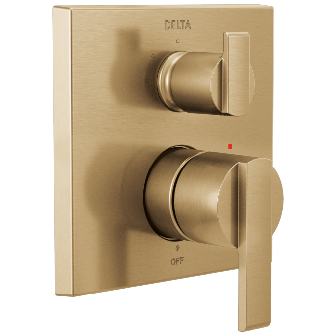 DELTA Ara Angular Modern Monitor 14 Series Valve Trim with 3-Setting Integrated Diverter — Champagne Bronze