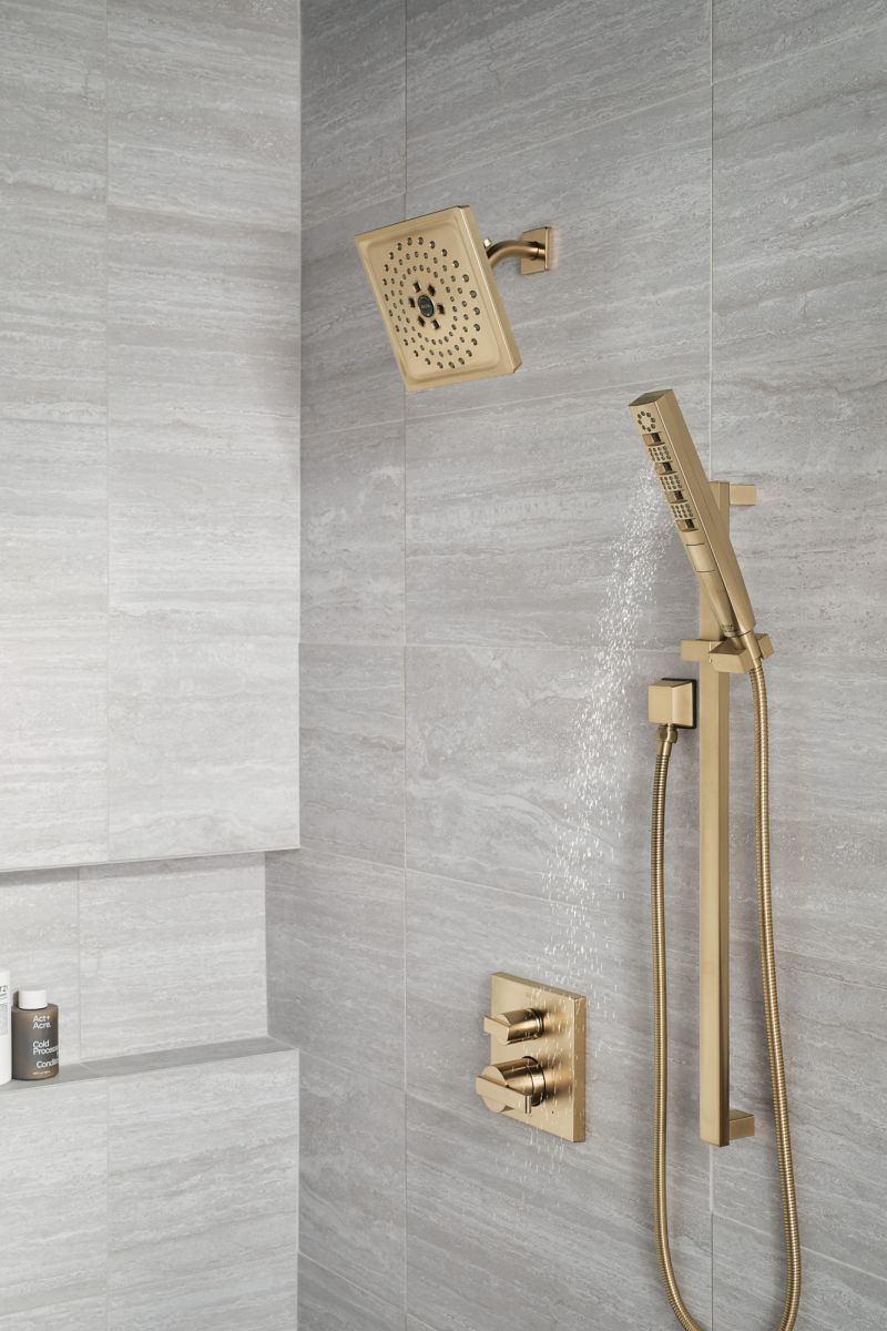 DELTA Ara Angular Modern Monitor 14 Series Valve Trim with 3-Setting Integrated Diverter — Champagne Bronze