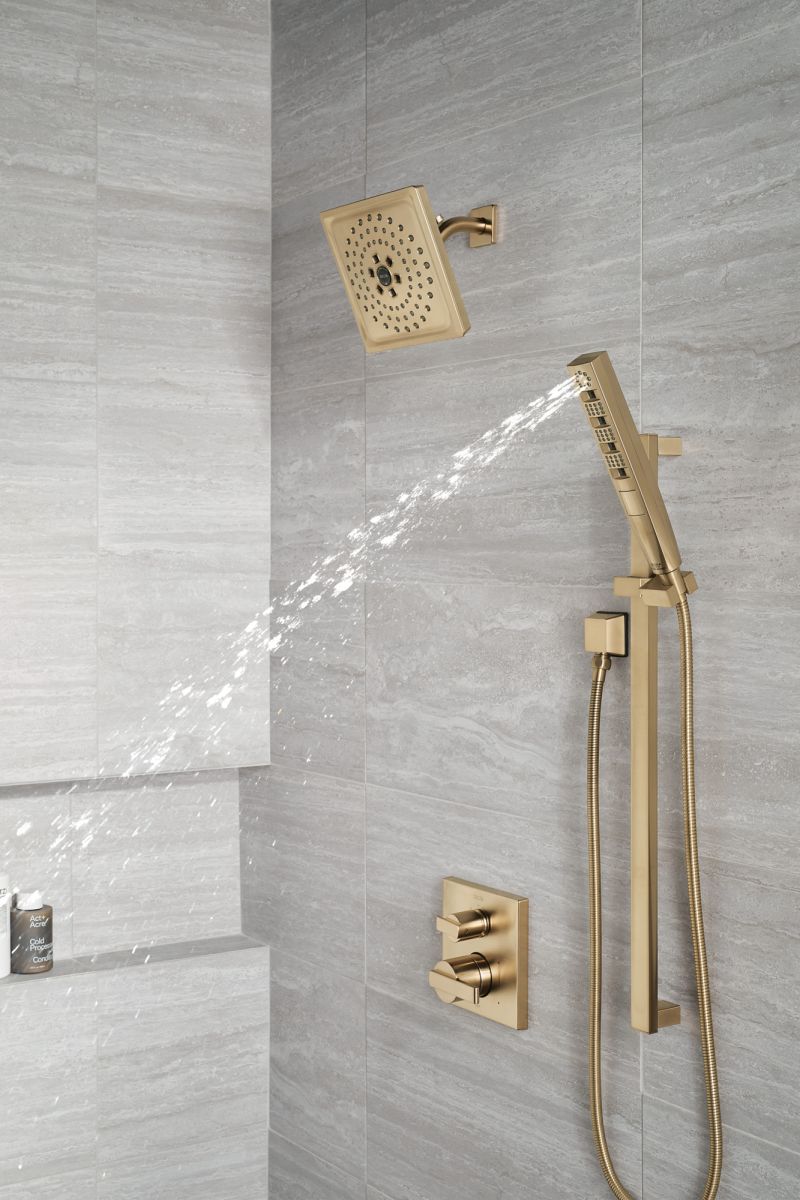 DELTA Universal Showering Components H2OKINETIC Hand Shower 1.75 GPM w/Slide Bar 4S — Lumicoat® Champagne Bronze