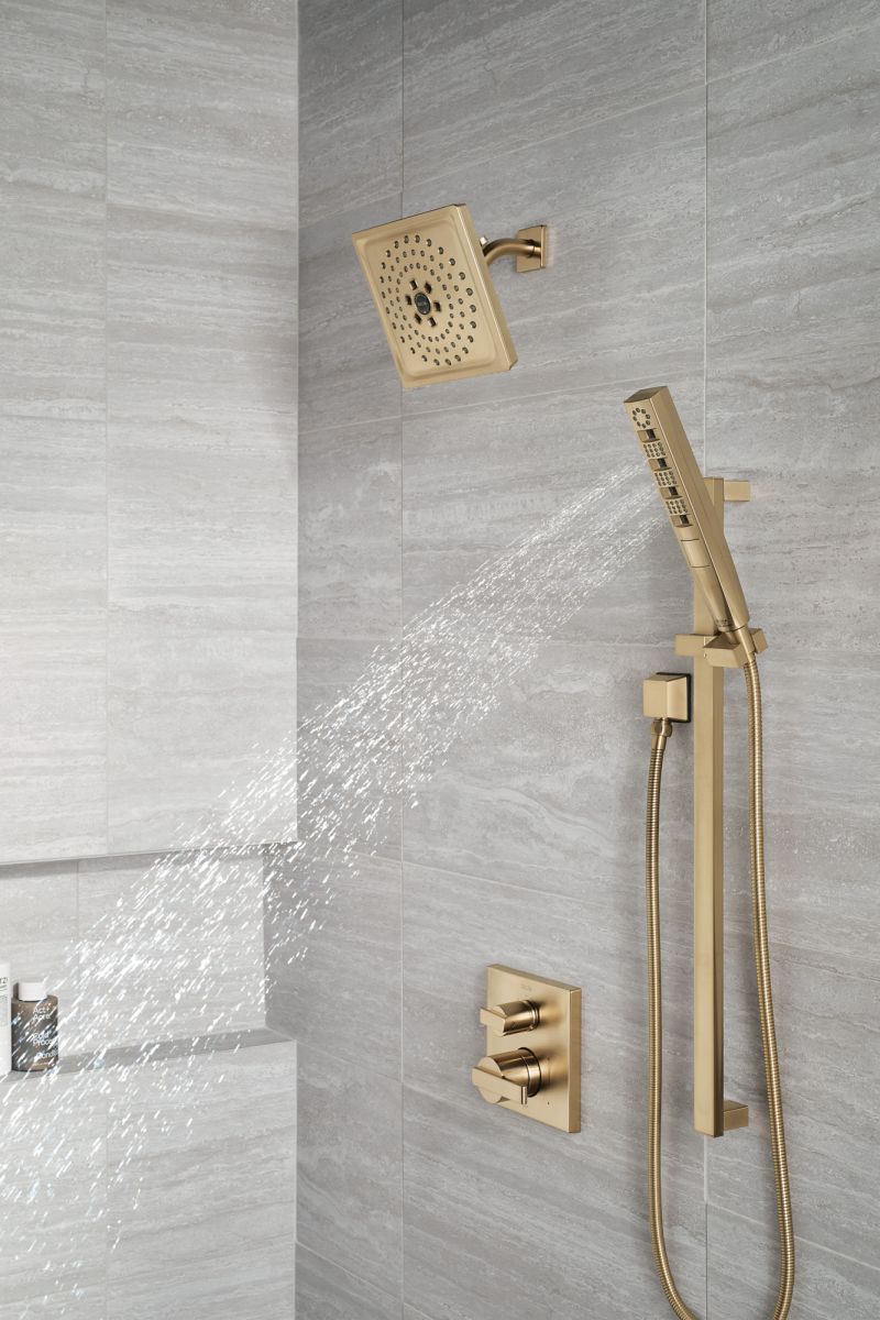 DELTA Universal Showering Components H2OKINETIC Hand Shower 1.75 GPM w/Slide Bar 4S — Lumicoat® Champagne Bronze