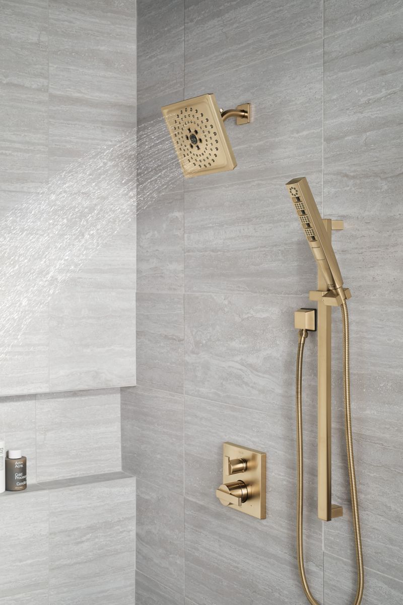 DELTA Universal Showering Components H2OKINETIC Hand Shower 1.75 GPM w/Slide Bar 4S — Lumicoat® Champagne Bronze