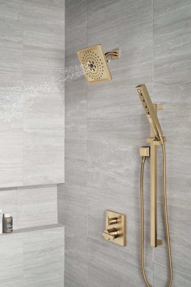 DELTA Universal Showering Components H2OKINETIC Hand Shower 1.75 GPM w/Slide Bar 4S — Lumicoat® Champagne Bronze