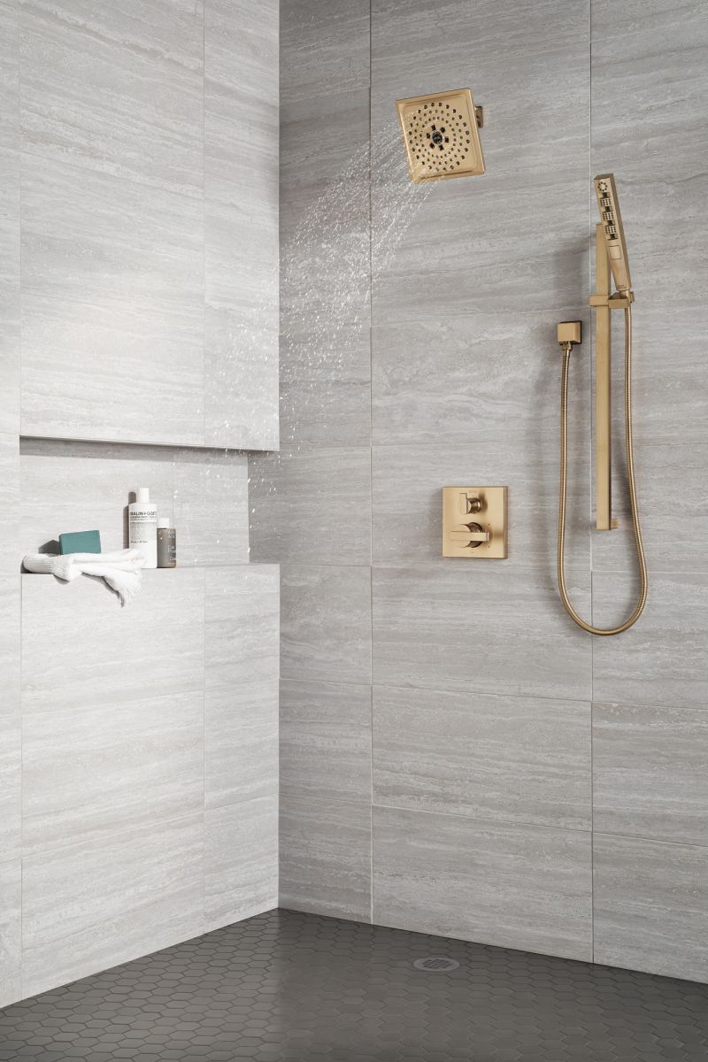 DELTA Universal Showering Components H2OKINETIC Hand Shower 1.75 GPM w/Slide Bar 4S — Lumicoat® Champagne Bronze