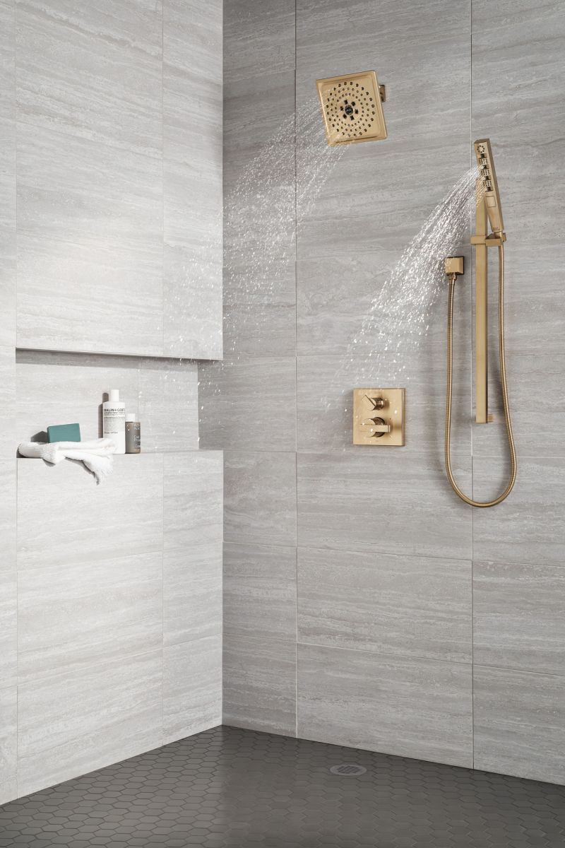 DELTA Ara Angular Modern Monitor 14 Series Valve Trim with 3-Setting Integrated Diverter — Champagne Bronze