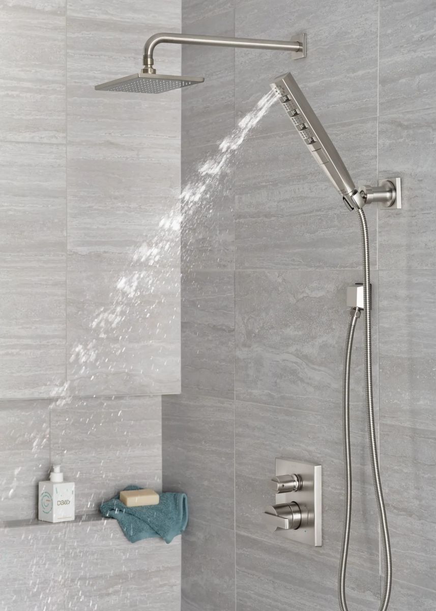 DELTA Universal Showering Components H2OKINETIC 4-Setting Wall Mount Hand Shower — Lumicoat® Stainless