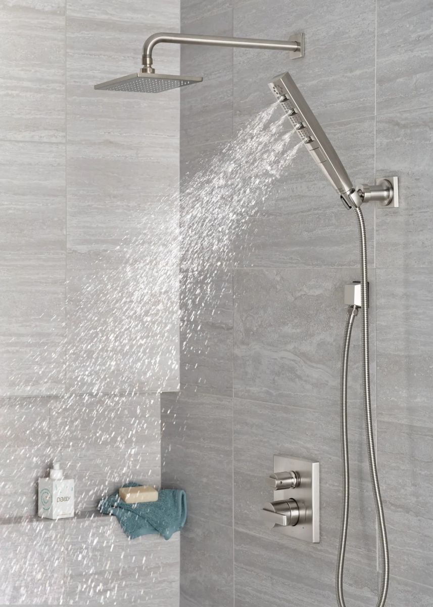 DELTA Universal Showering Components H2OKINETIC 4-Setting Wall Mount Hand Shower — Lumicoat® Stainless