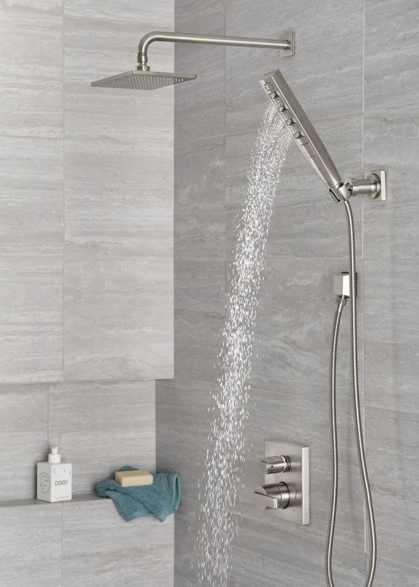 DELTA Universal Showering Components H2OKINETIC 4-Setting Wall Mount Hand Shower — Lumicoat® Stainless