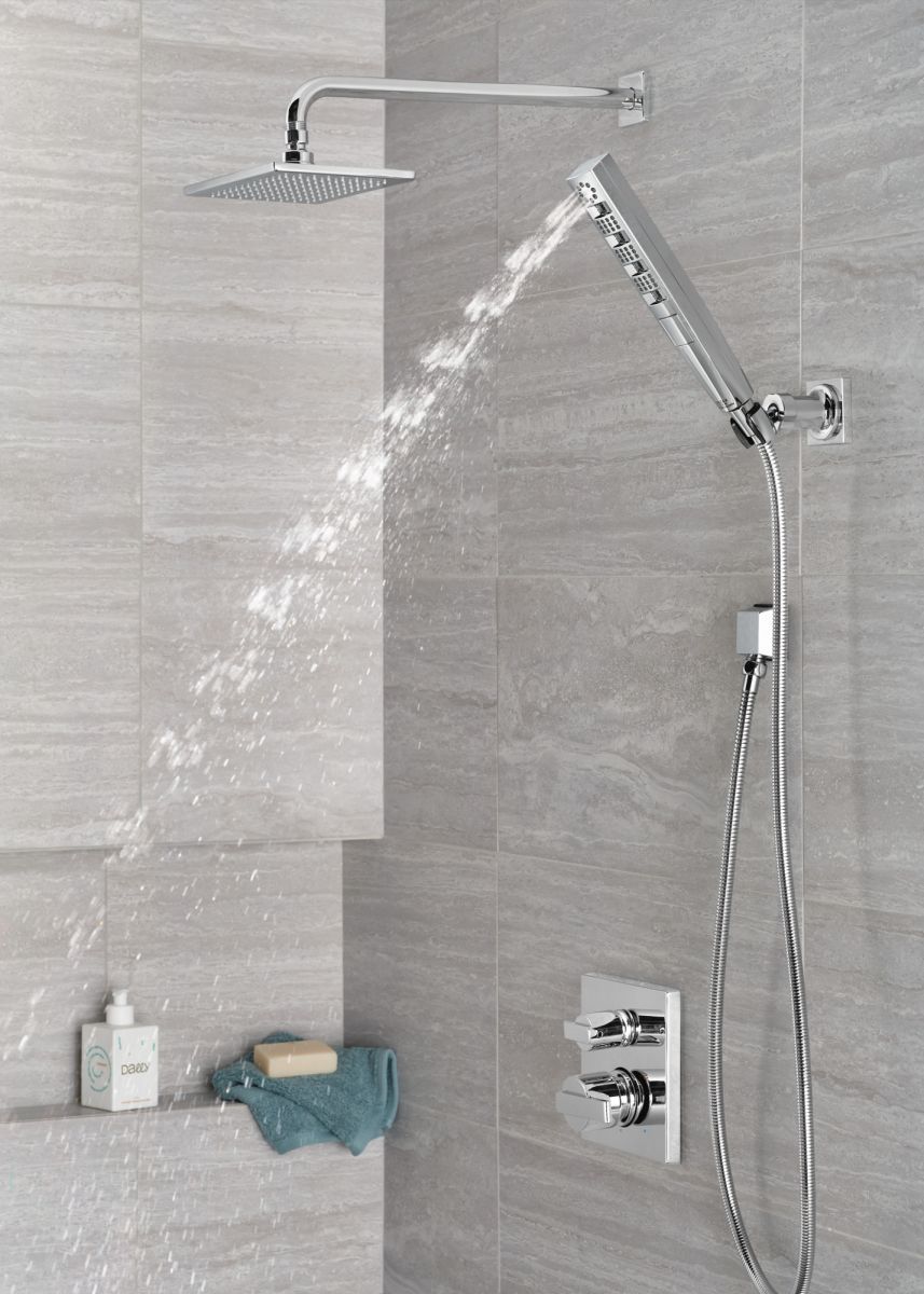 DELTA Ara Angular Modern Monitor 14 Series Valve Trim with 3-Setting Integrated Diverter — Chrome